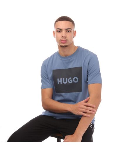 Mens Printed Logo Regular T-shirt Blue Hugo