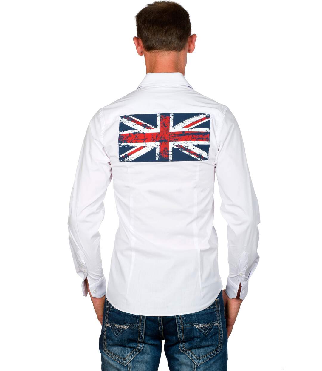 Chemise Slim Coton Stretch Blanche Union Jack-2