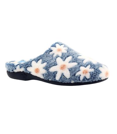 Chaussons mules plumeria femme bleu Lunar