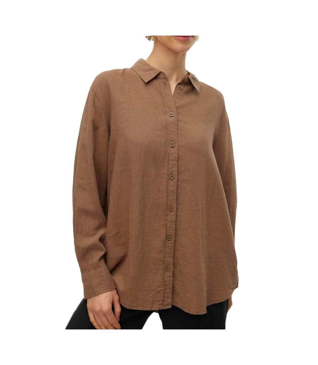 Chemise Manches Longues Marron Femme Vero Moda 10305085 - M-1