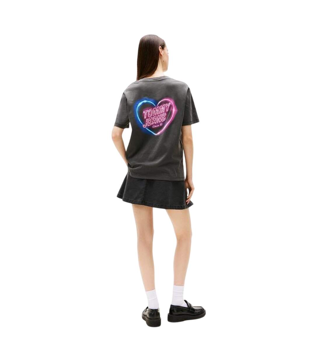 T-shirt Motif/style Cœur Néon Femme Noir Tommy Jeans-3