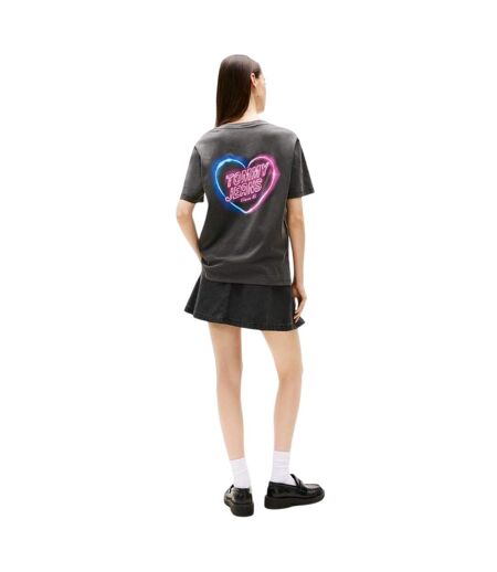 T-shirt Motif/style Cœur Néon Femme Noir Tommy Jeans
