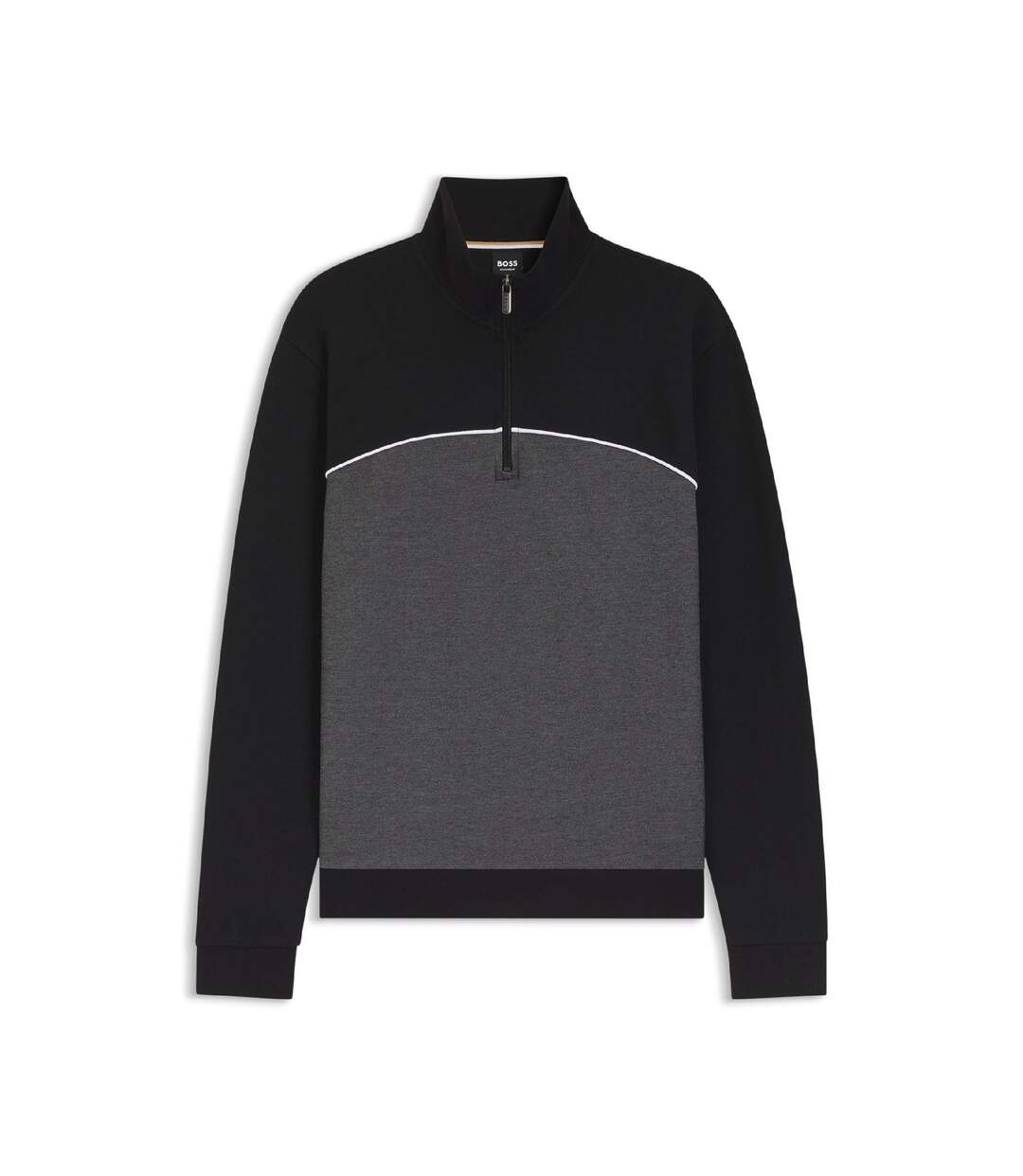 Mens Quarter Zip Sweatshirt Black Boss-1