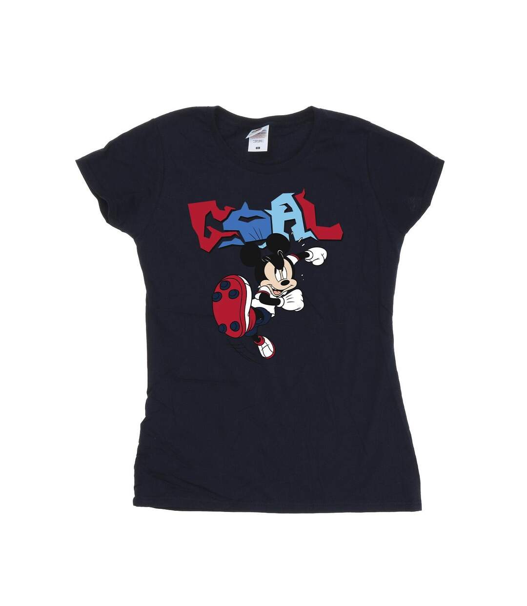 Disney T-shirt en coton Mickey Mouse Goal Striker Pose pour femmes/femmes (Bleu marine) - UTBI33428-1