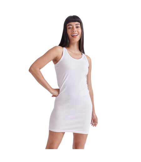 Womens/ladies Tank Dress White Skinni Fit