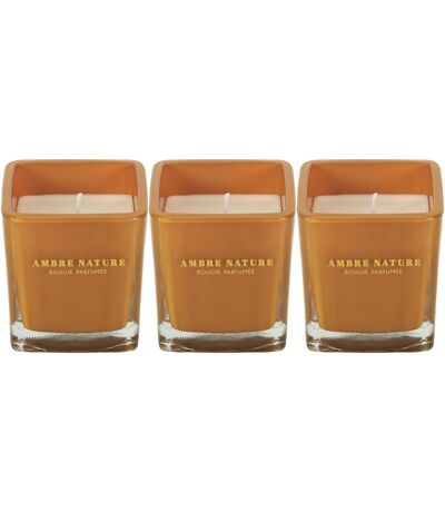 Bougie parfumée carrée Nude 7 cm (Lot de 3) Moutarde