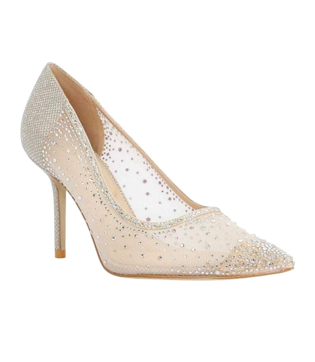 Womens/ladies Bejewells Embellished Stiletto Heel Court Shoes Gold Dune London-4