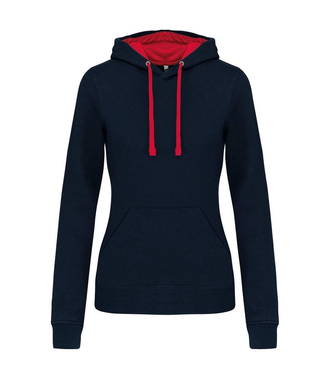 Sweat à capuche contrastée - Femme - K465 - bleu marine et rouge-1