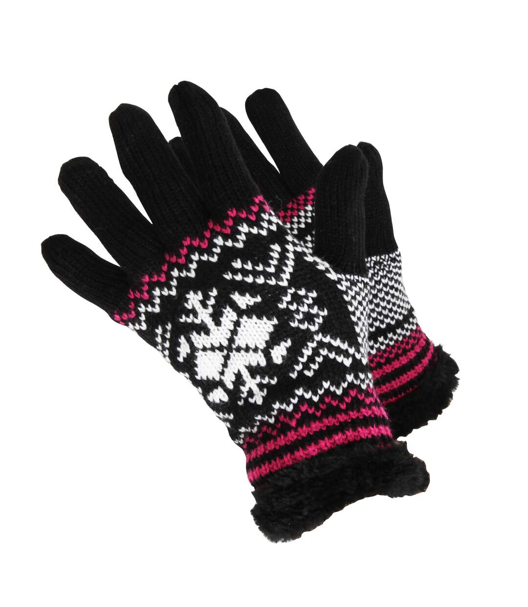 Gants tricotés pour femmes noir / rose RockJock-1