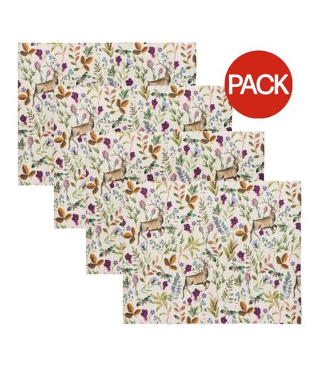 Pack of 4  Christmas festive reindeer placemat  46cm x 36cm berry Evans Lichfield