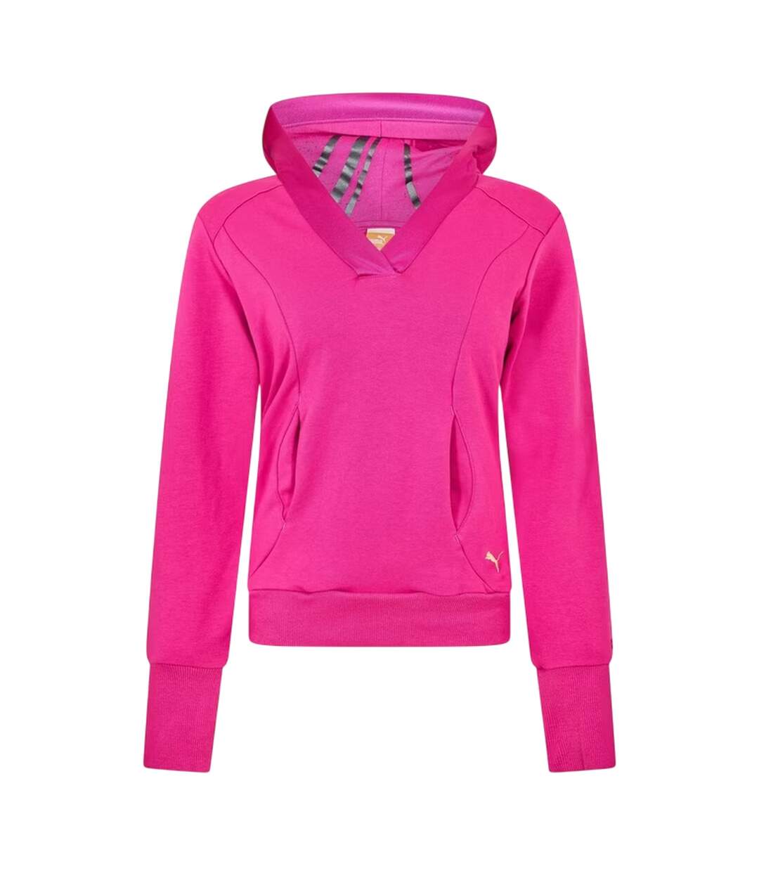 Womens/ladies V Neck Hoodie Pink Puma-1