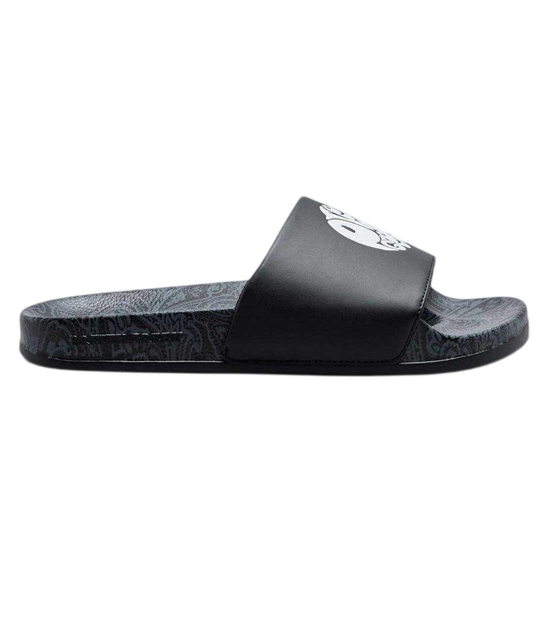 Mens Paisley Sliders Black White Pretty Green-1