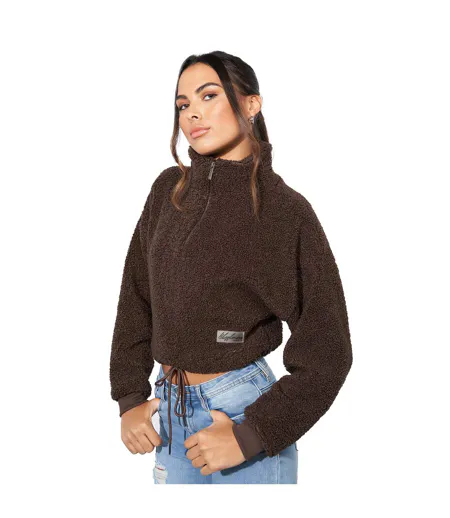 Lily Lane Womens/Ladies Kimora Borg Funnel Neck Hoodie (Brown) - UTBG669