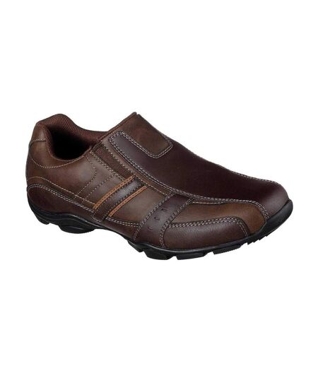 Mens Marter Twin Leather Casual Shoes Brown Skechers