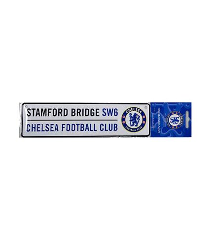 Chelsea FC Plaque de rue suspendue en métal embossé 3D Official Football (Blanc / noir / bleu) (One Size) - UTBS634