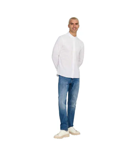 Mens Regular Long-sleeved Shirt Bright White Only