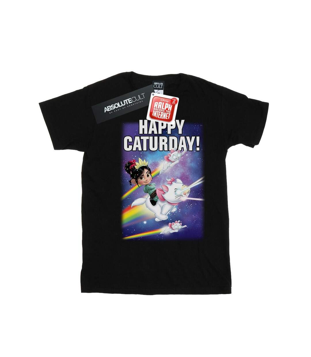 Disney Womens/Ladies Wreck It Ralph Happy Caturday - T-shirt boyfriend en coton (Noir) - UTBI51690-1