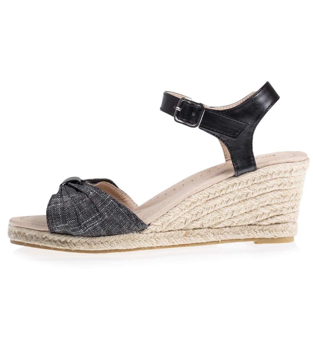 Isotoner Espadrilles femme à talon 6 cm et bout ouvert détail nœud-3