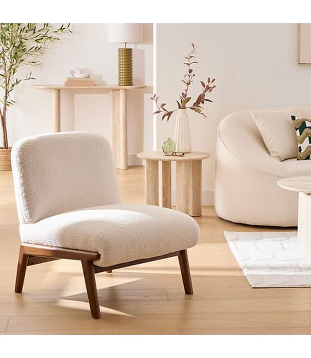 Fauteuil en bouclette LIORA - Ivoire-2