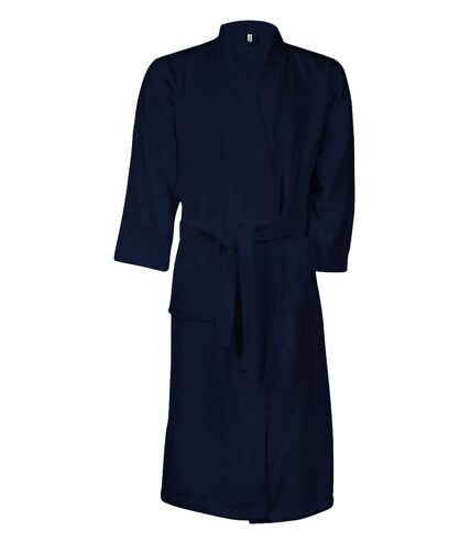 Peignoir de bain - coton - col kimono - K115 - bleu marine