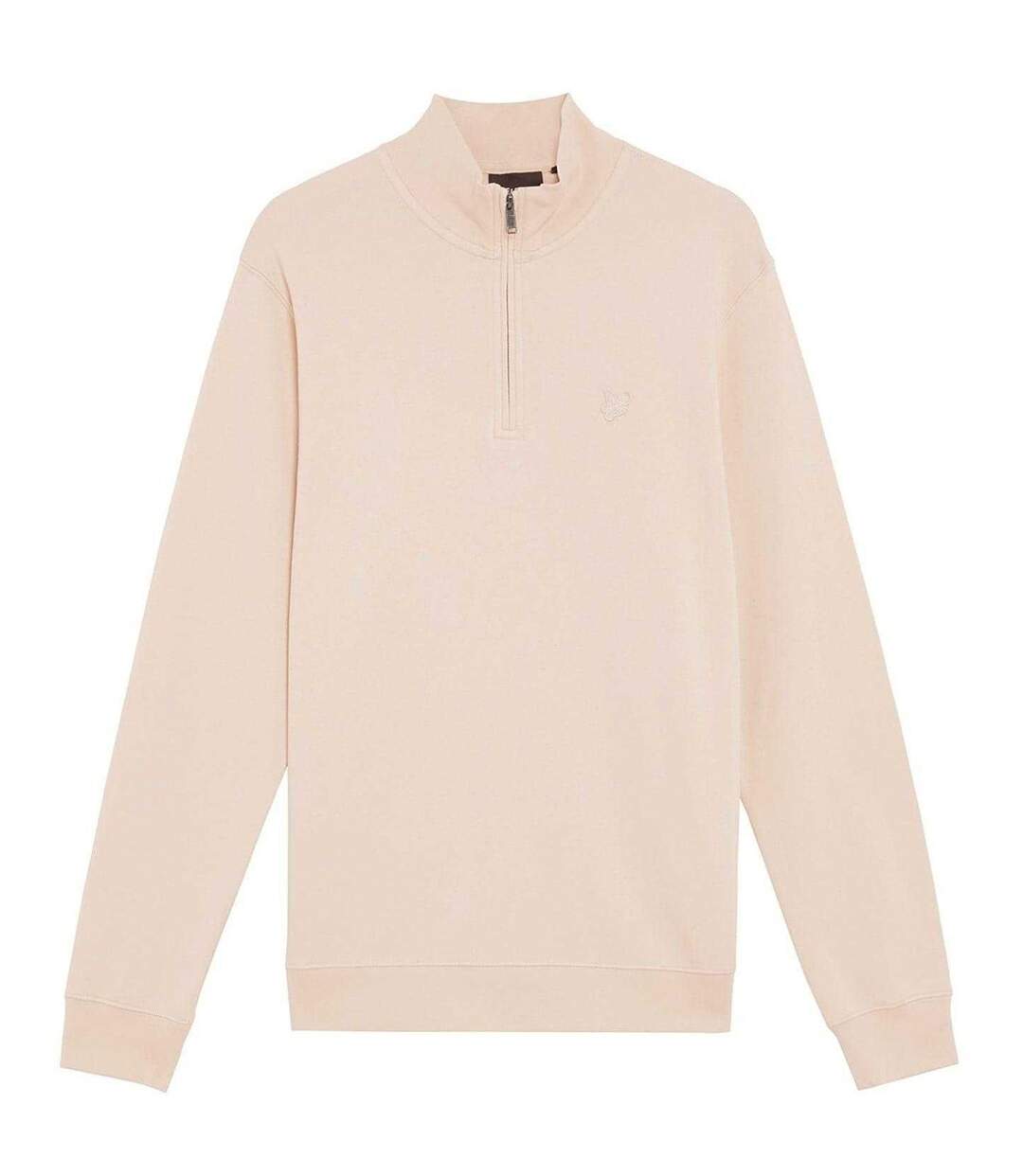 Sweat À Col Montant Zippé Motif/style Logo Brodé Adulte Rose Beige Lyle & Scott-1