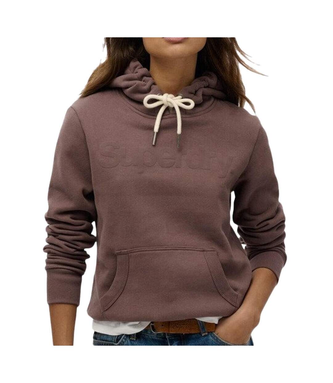Sweat à capuche marron femme superdry tonal core - l-1