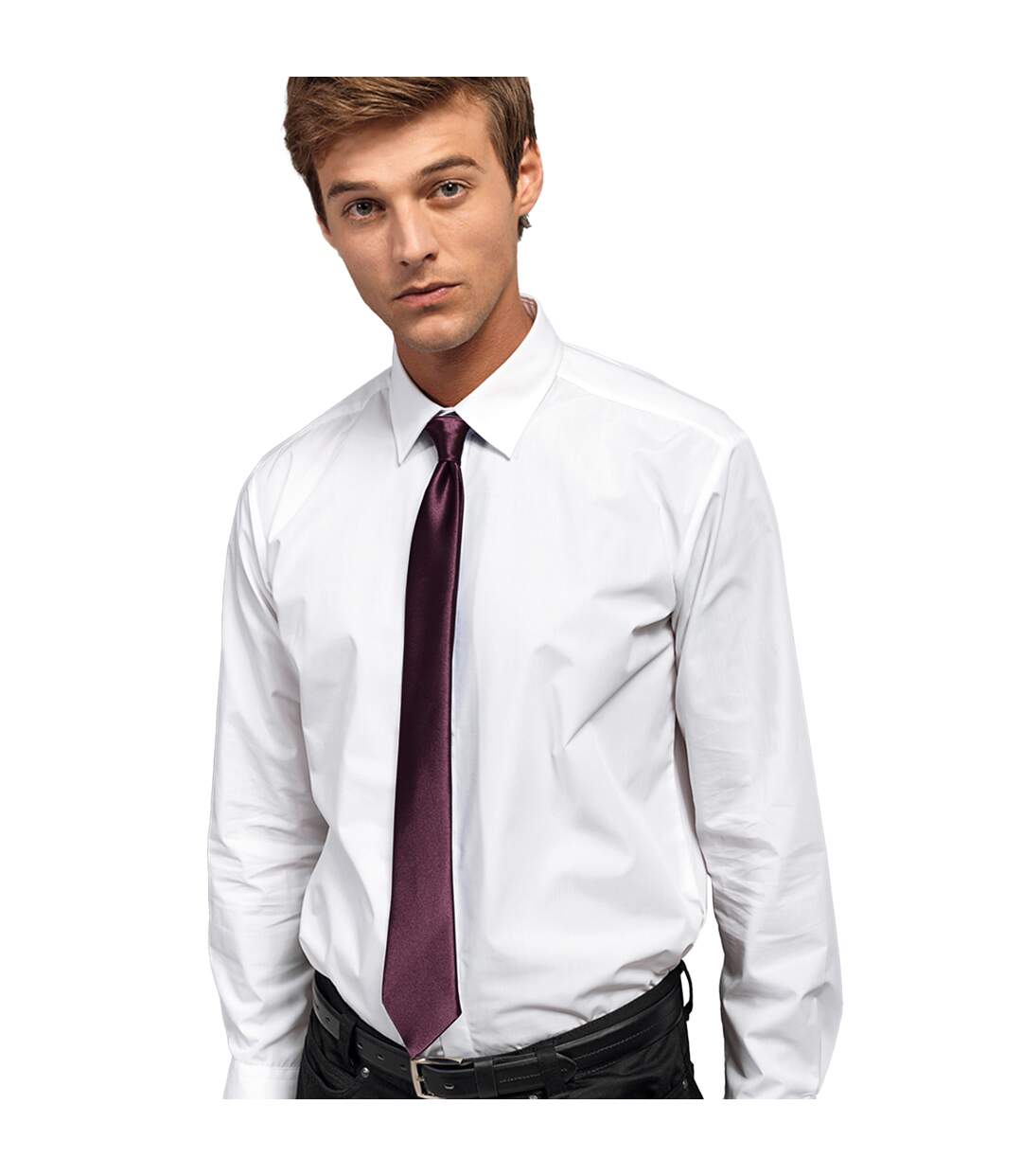 Premier Colors Mens Satin Clip Tie (Aubergine) (One Size)