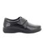 Chaussures de ville en cuir extra larges avec sangle scratch homme noir Roamers