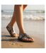 OZABI Sandales Tong Boucle Nubuck Métal Camel Argent Bronze 36-41-2