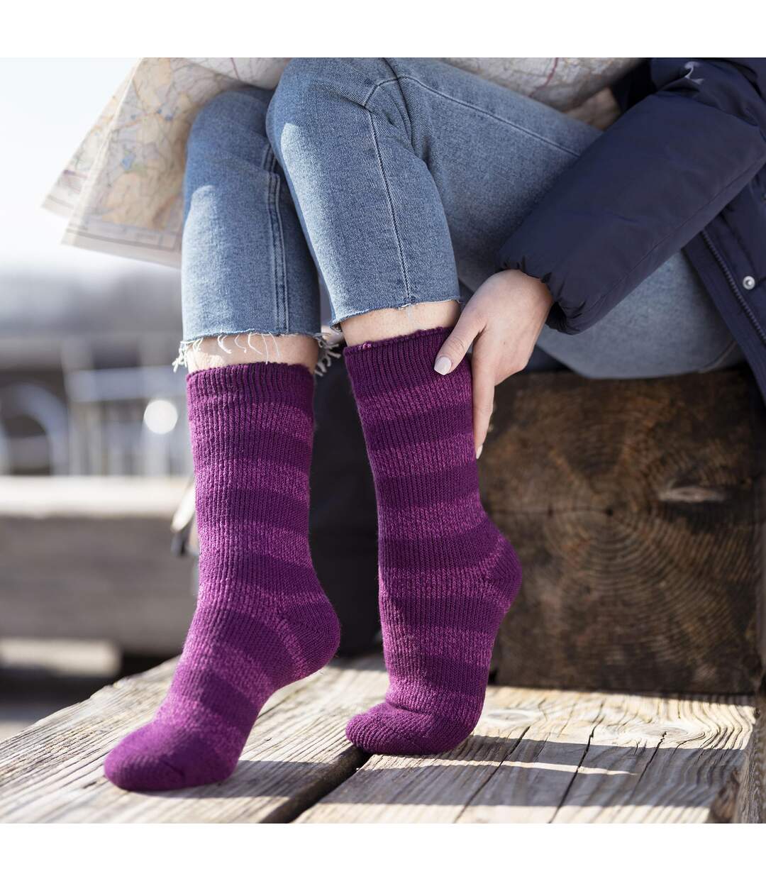 Heat Holders - Chaussettes thermiques à larges rayures pour dames - Neve-3