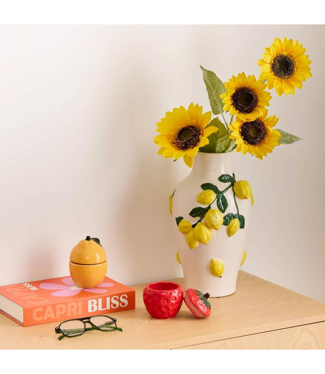 Vase Citrons en Dolomite Fruity 32cm Multicolore-3