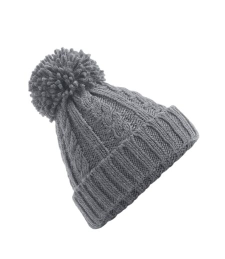 Unsiex Adultes Bonnet En Tricot Torsadé Mélangé Gris Beechfield