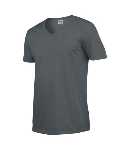 Gildan Mens Soft Style V-Neck Short Sleeve T-Shirt (Charcoal) - UTBC490