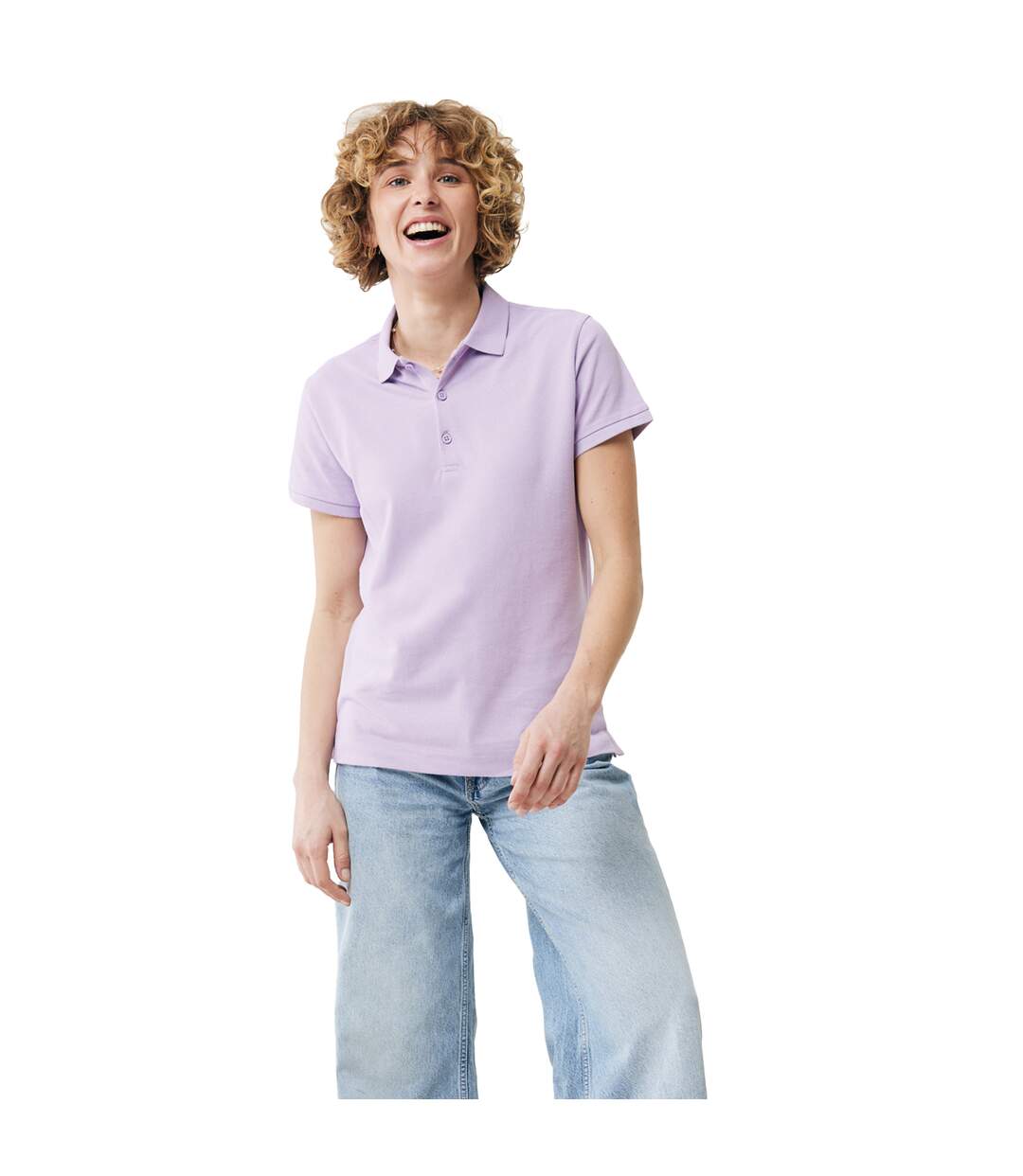 Womens/ladies yosemite pique polo shirt lavender Iqoniq-3