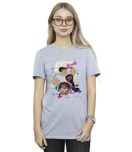 Disney Womens/Ladies Encanto Sister Goals Cotton Boyfriend T-Shirt (Gris sportif) - UTBI22342
