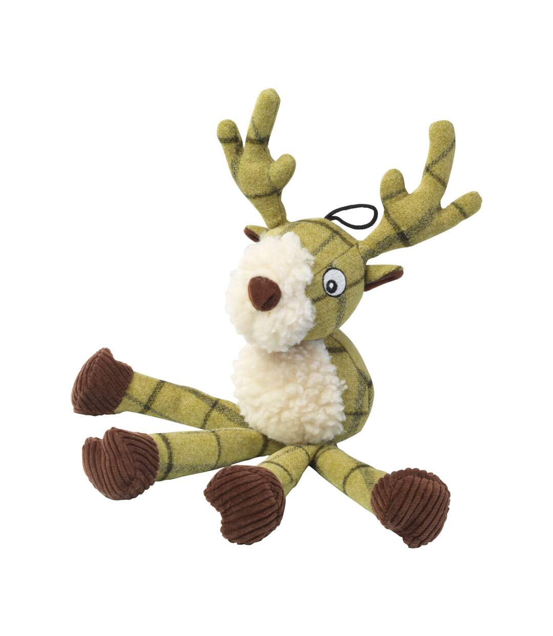 Plush tweed stag long legs dog toy one size green House of Paws-1