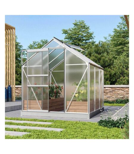 Serre de jardin en polycarbonate 6 mm et aluminium anodisé avec embase Venus Longueur de 195 cm