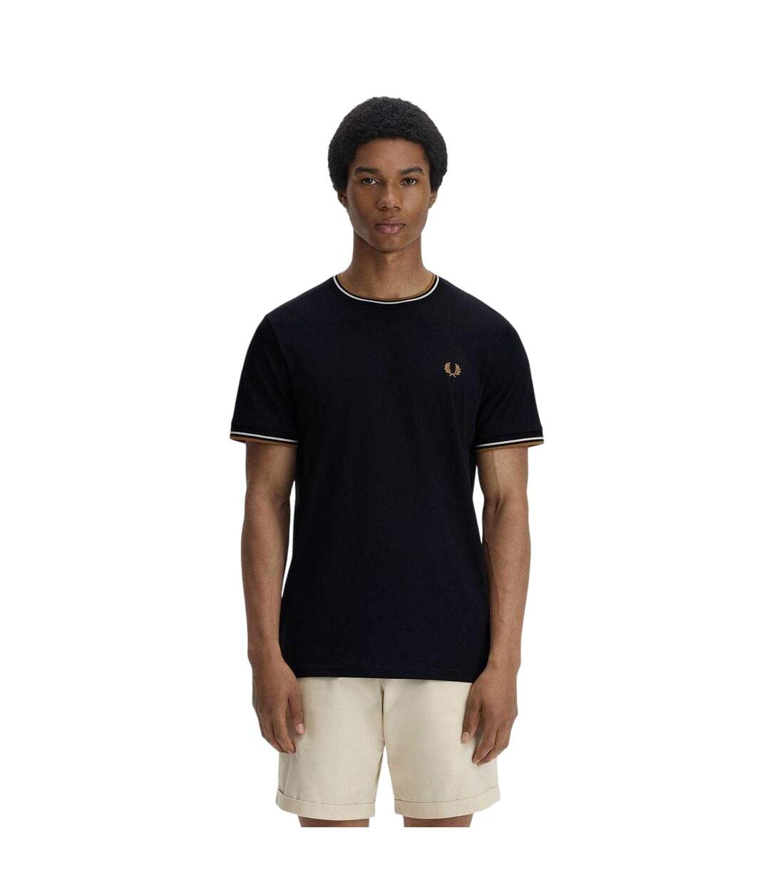 T-shirt Motif/style Rayure Contrastée Sur Bord Homme Noir Fred Perry-4