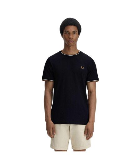 T-shirt Motif/style Rayure Contrastée Sur Bord Homme Noir Fred Perry