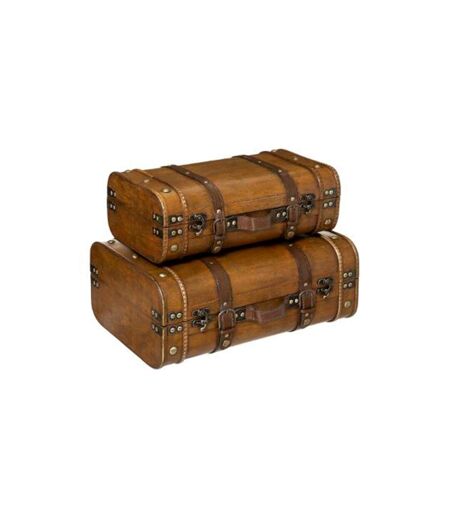 Lot de 2 Valises Déco Voyage 45cm Marron