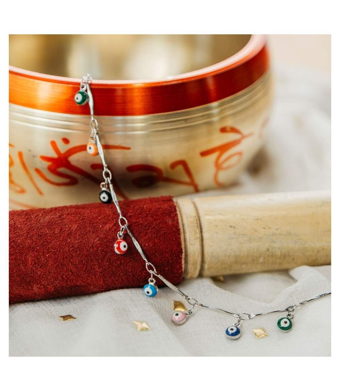Evil Eye Dainty Rainbow Dangle Devil Eye Protection Charm Adjustable Necklace-2