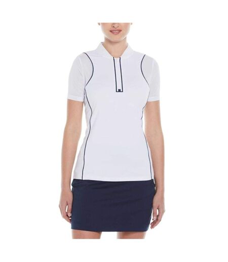 Womens/ladies Contrast Trim Regular Golf Polo Shirt Bright White Original Penguin