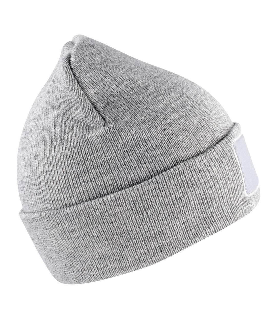 Unisex adult hubert patch beanie grey melange Clique-3