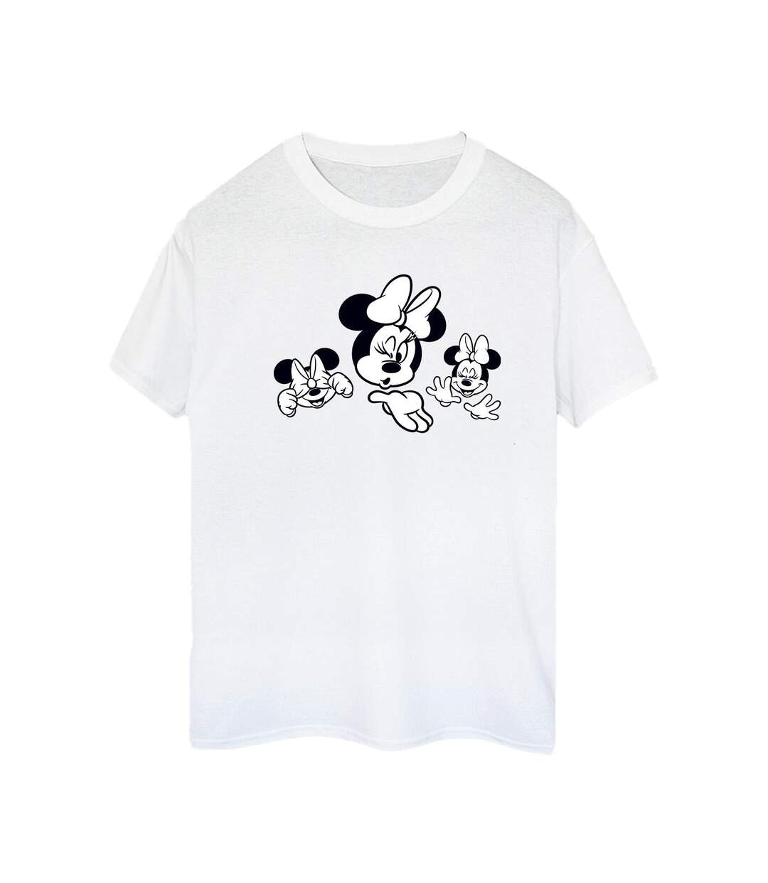 Disney Womens/Ladies Minnie Mouse Three Faces Cotton Boyfriend T-Shirt (Blanc) - UTBI38331-1
