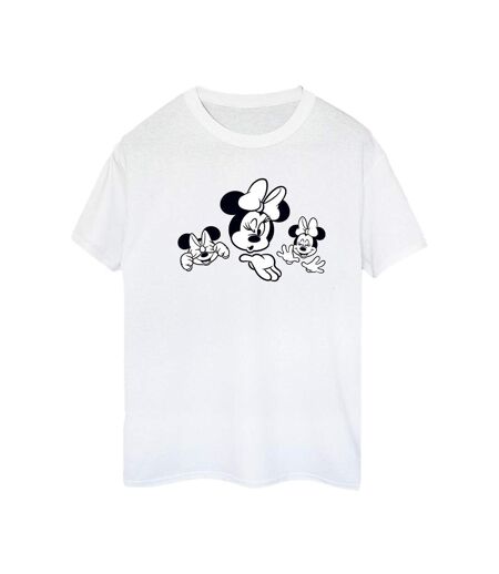 Disney Womens/Ladies Minnie Mouse Three Faces Cotton Boyfriend T-Shirt (Blanc) - UTBI38331