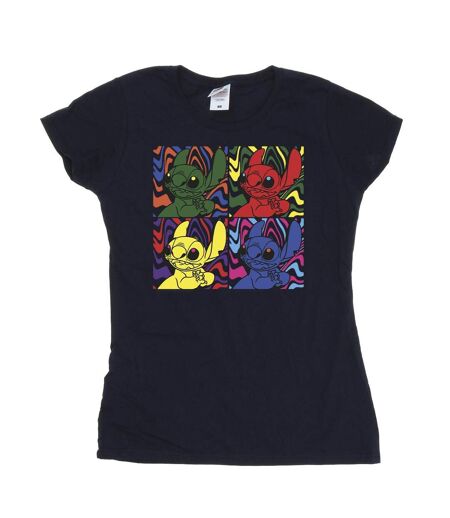 Disney T-Shirt coton Pop Art Lilo & Stitch Femme/Femme (Bleu marine) - UTBI25878