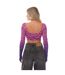 Haut court manches longues femme rose / bleu Off White-2