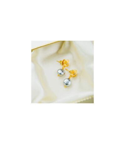 Floral Freshwater Single Grey Pearl Dainty Floral Drop Wedding Stud Earrings