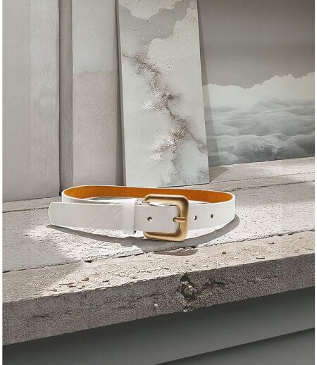 Ceinture fine pour femme. Ceinture synthétique avec croute de cuir vachette - élégance Intemporelle