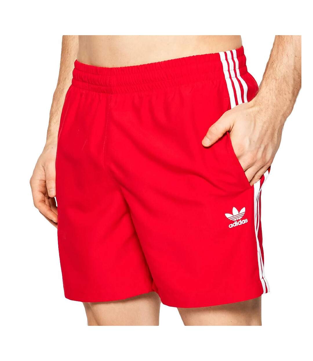 Short de bain Rouge Homme Adidas 3-stripes - M